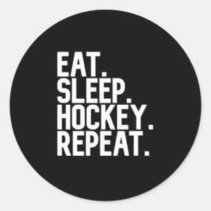 Eat Sleep Hockey Herhalen Ronde Sticker