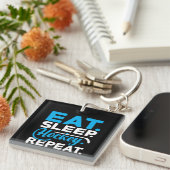 Eat Sleep Hockey Herhalen Sleutelhanger (Voorkant Rechts)