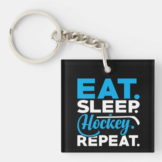 Eat Sleep Hockey Herhalen Sleutelhanger (voorkant)
