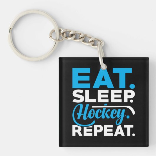 Eat Sleep Hockey Herhalen Sleutelhanger (voorkant)