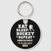 Eat Sleep Hockey Herhalen Sleutelhanger (Achterkant)