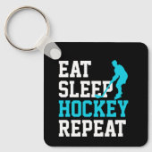 Eat Sleep Hockey Herhalen Sleutelhanger (Voorkant)