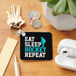Eat Sleep Hockey Herhalen Sleutelhanger