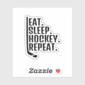 Eat Sleep Hockey Herhalen Sticker (Vel)