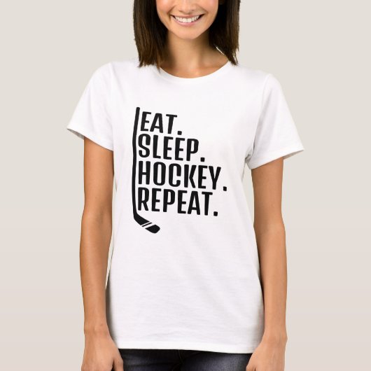 Eat Sleep Hockey Herhalen T-shirt (Voorkant)