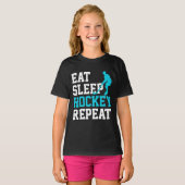 Eat Sleep Hockey Herhalen T-shirt (Voorkant volledig)
