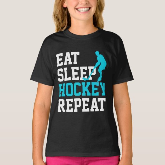 Eat Sleep Hockey Herhalen T-shirt (Voorkant)
