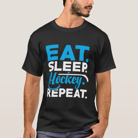 Eat Sleep Hockey Herhalen T-shirt (Voorkant)