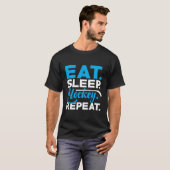 Eat Sleep Hockey Herhalen T-shirt (Voorkant volledig)