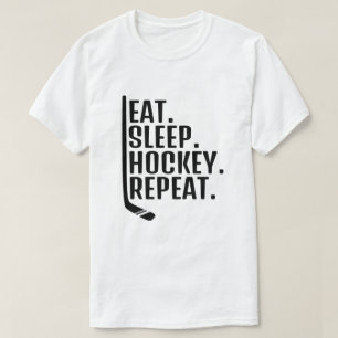 Eat Sleep Hockey Herhalen T-Shirt