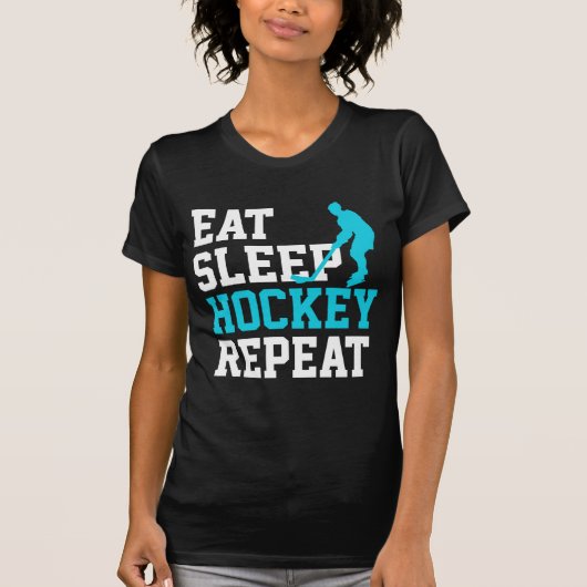 Eat Sleep Hockey Herhalen T-shirt (Voorkant)