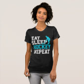 Eat Sleep Hockey Herhalen T-shirt (Voorkant volledig)