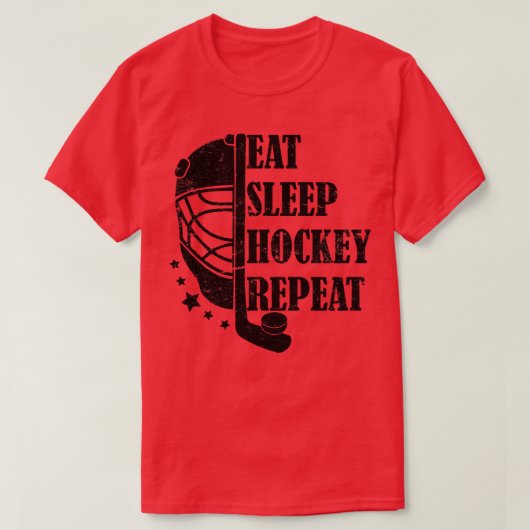 Eat Sleep Hockey Herhalen T-shirt (Design voorkant)