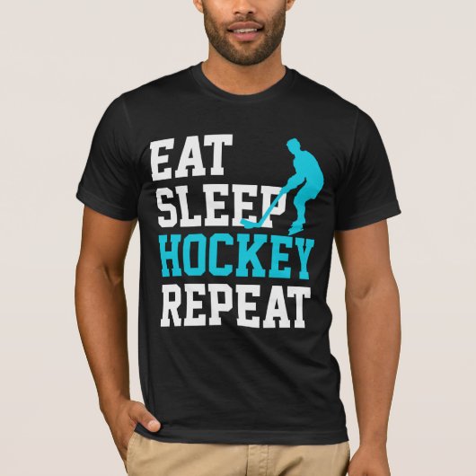 Eat Sleep Hockey Herhalen T-shirt (Voorkant)