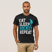 Eat Sleep Hockey Herhalen T-shirt (Voorkant volledig)