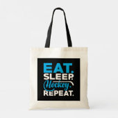 Eat Sleep Hockey Herhalen Tote Bag (Achterkant)