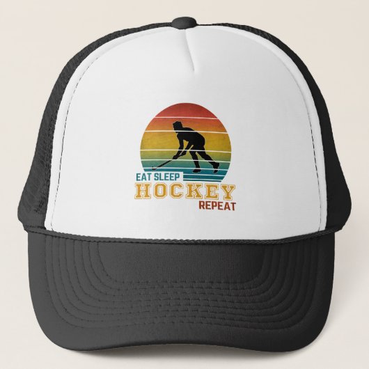 Eat Sleep Hockey Herhalen Trucker Pet (Voorkant)