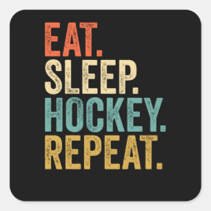 Eat Sleep Hockey Herhalen Vierkante Sticker