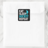 Eat Sleep Hockey Herhalen Vierkante Sticker (Tas)