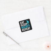 Eat Sleep Hockey Herhalen Vierkante Sticker (Envelop)