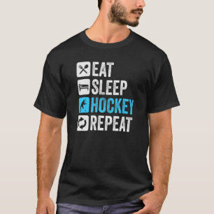 Eat Sleep Hockey Herhaling grappige retro Premiu T-shirt