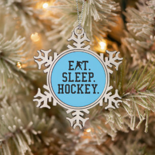 Eat Sleep Hockey - Hockey Lovers Tin Sneeuwvlok Ornament
