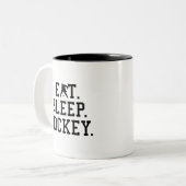 Eat Sleep Hockey - Hockey Lovers Tweekleurige Koffiemok (Voorkant links)