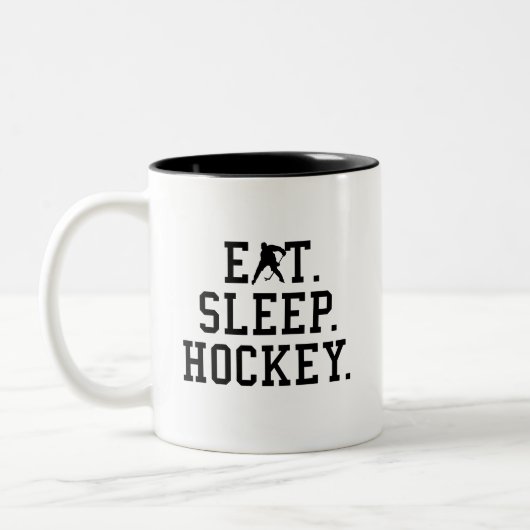 Eat Sleep Hockey - Hockey Lovers Tweekleurige Koffiemok (Links)