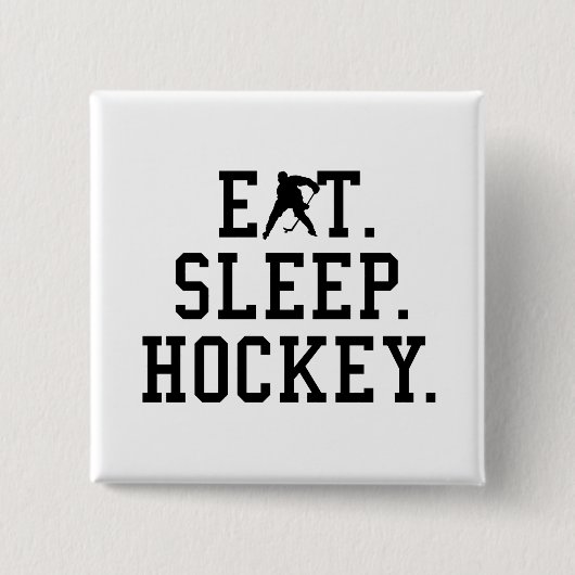 Eat Sleep Hockey - Hockey Lovers Vierkante Button 5,1 Cm (Voorkant)