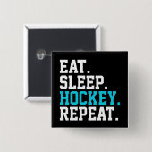 Eat Sleep Hockey Repat - Hockey Lovers Vierkante Button 5,1 Cm (Voorkant /achterkant)