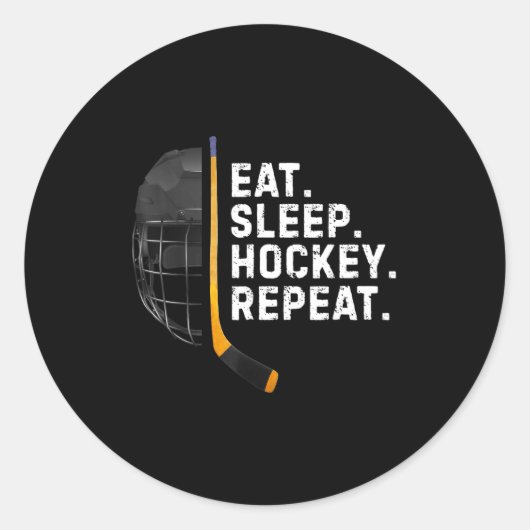 Eat Sleep Hockey Repea Funny Cool Hockey Player  Ronde Sticker (Voorkant)