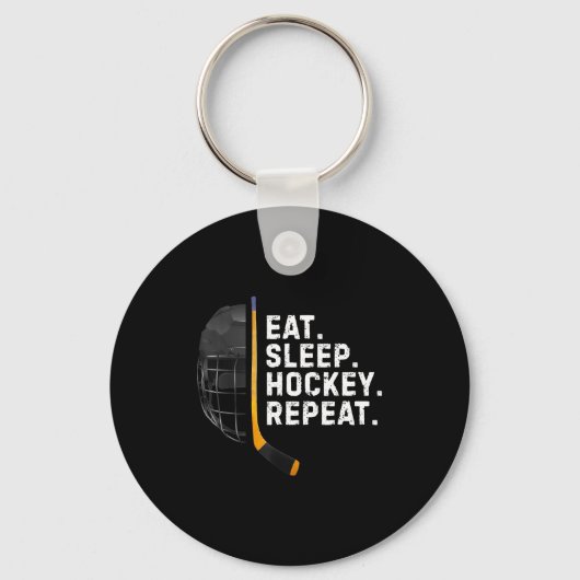Eat Sleep Hockey Repea Funny Cool Hockey Player Sleutelhanger (Voorkant)