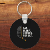 Eat Sleep Hockey Repea Funny Cool Hockey Player Sleutelhanger (Voorkant)