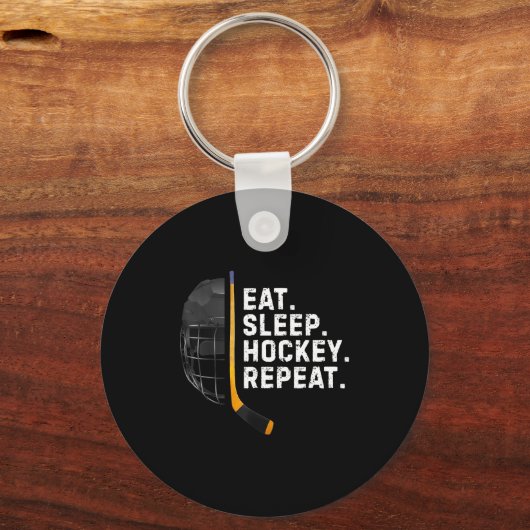 Eat Sleep Hockey Repea Funny Cool Hockey Player Sleutelhanger (Voorkant)