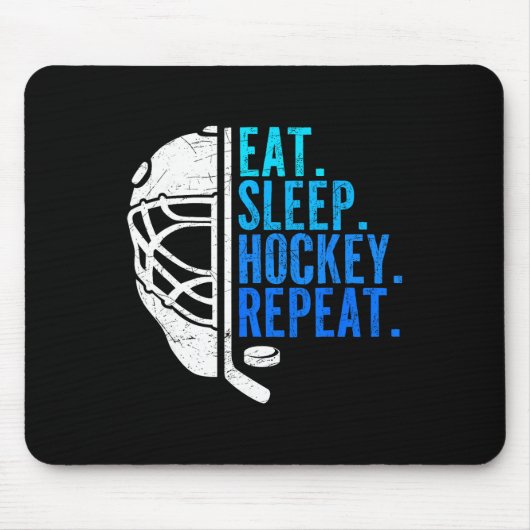 Eat Sleep Hockey Repeat Funny Boys Hockey Player Muismat (Voorkant)