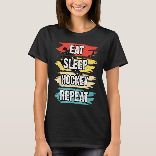 Eat Sleep Hockey Repeat Funny Ice Hockey Frisbee L T-shirt (Voorkant)