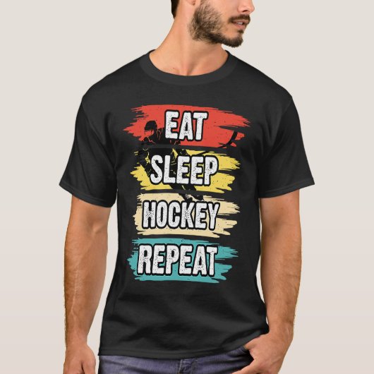 Eat Sleep Hockey Repeat Funny Ice Hockey Frisbee L T-shirt (Voorkant)