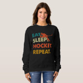 Eat Sleep Hockey Repeat Funny Ice Hockey Frisbee L Trui (Voorkant volledig)