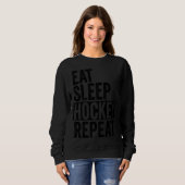 Eat Sleep Hockey Repeat Funny Team Sports Ice Hock Trui (Voorkant volledig)