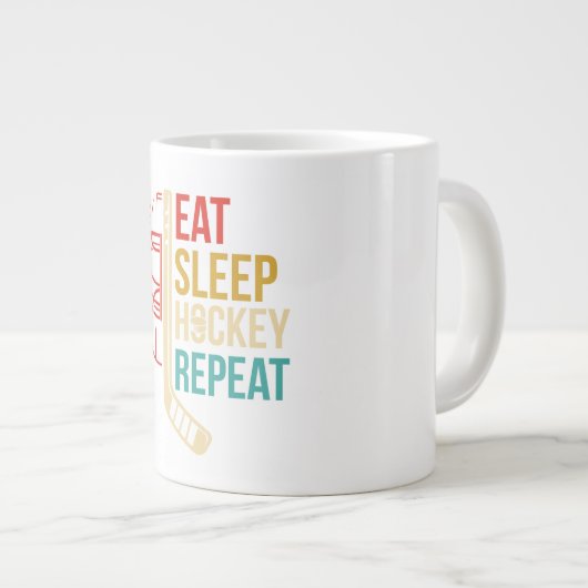 Eat Sleep Hockey Repeat Hockey Grote Koffiekop (Voorkant rechts)