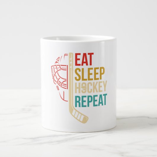 Eat Sleep Hockey Repeat Hockey Grote Koffiekop (Voorkant)