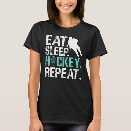 Eat Sleep Hockey Repeat Ice Hockey T-shirt (Voorkant)