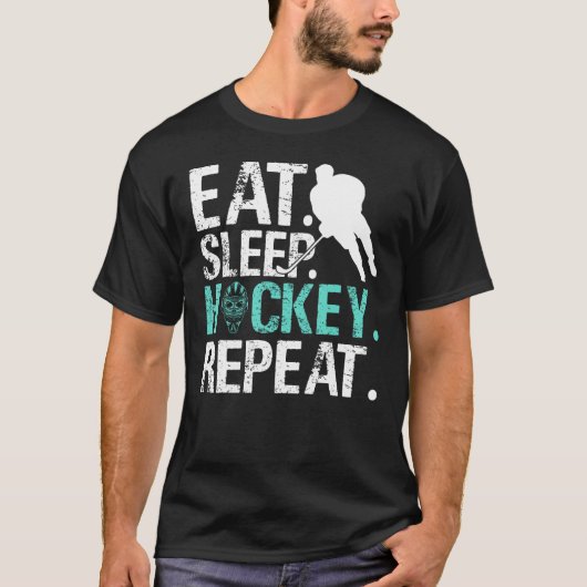 Eat Sleep Hockey Repeat Ice Hockey T-shirt (Voorkant)