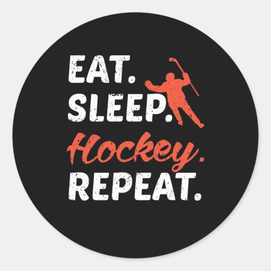 Eat Sleep Hockey Repeat Ronde Sticker (Voorkant)