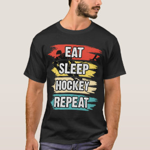 Eat Sleep Hockey Repeteren Funny Ice Hockey Frisbe T-shirt