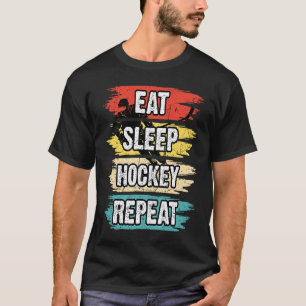 Eat Sleep Hockey Repeteren Funny Ice Hockey Frisbe T-shirt