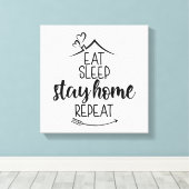 Eat Sleep Home Herhaal Canvas Afdruk (Insitu (Houten vloer))