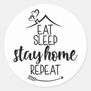 Eat Sleep Home Herhaal Ronde Sticker