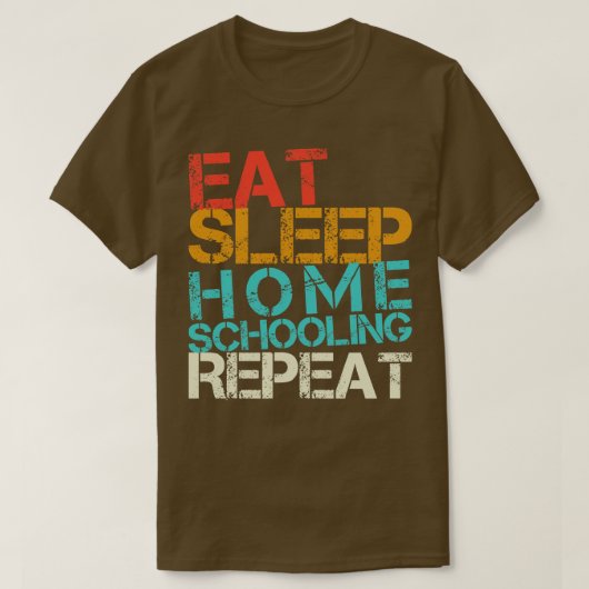 Eat Sleep Home Scholing Herhaal Retro Teacher Stud T-shirt (Design voorkant)