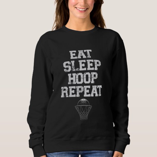 Eat Sleep Hoop Herhaal Basketball Trui (Voorkant)